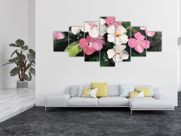 Obraz - Růžové a bílé květy (210x100 cm)