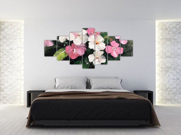 Obraz - Růžové a bílé květy (210x100 cm)