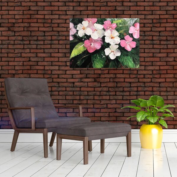 Obraz - Růžové a bílé květy (70x50 cm)