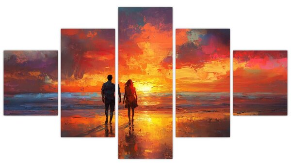 Obraz - Procházka na pláži (125x70 cm)
