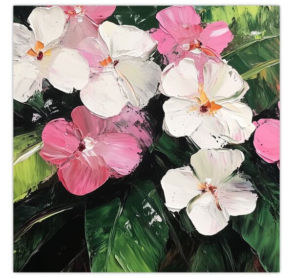 Obraz - Růžové a bílé květy (30x30 cm)
