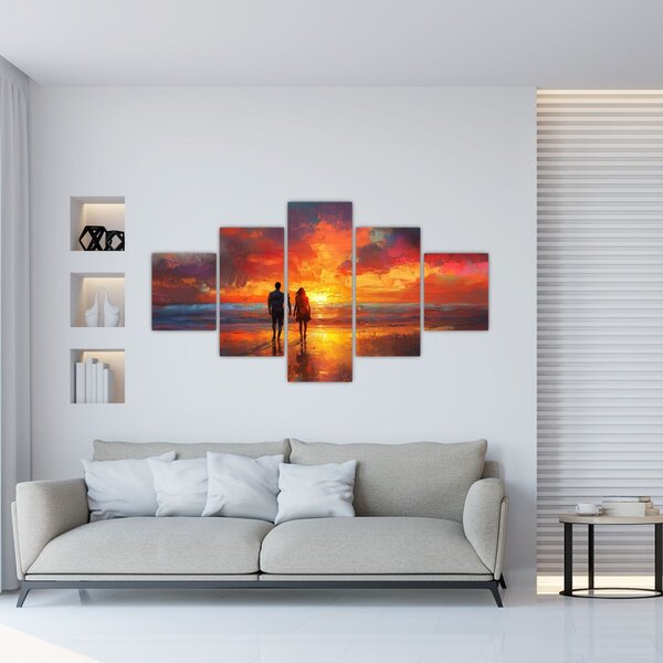 Obraz - Procházka na pláži (125x70 cm)