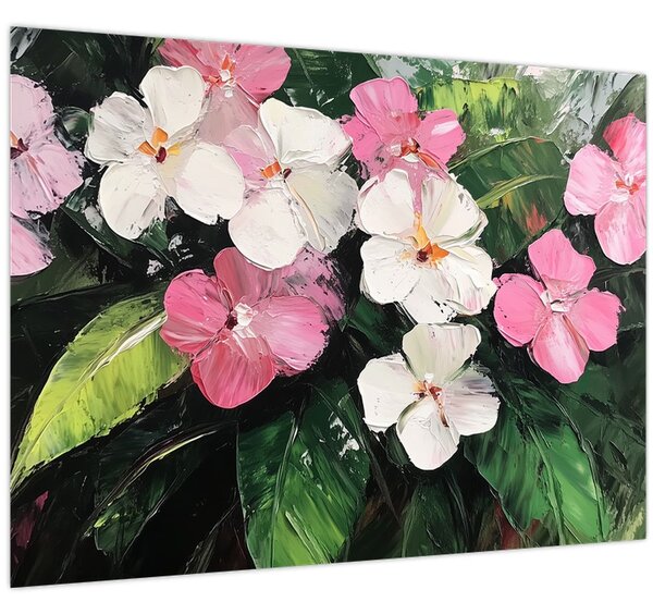 Obraz - Růžové a bílé květy (70x50 cm)