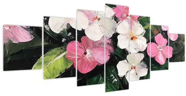 Obraz - Růžové a bílé květy (210x100 cm)
