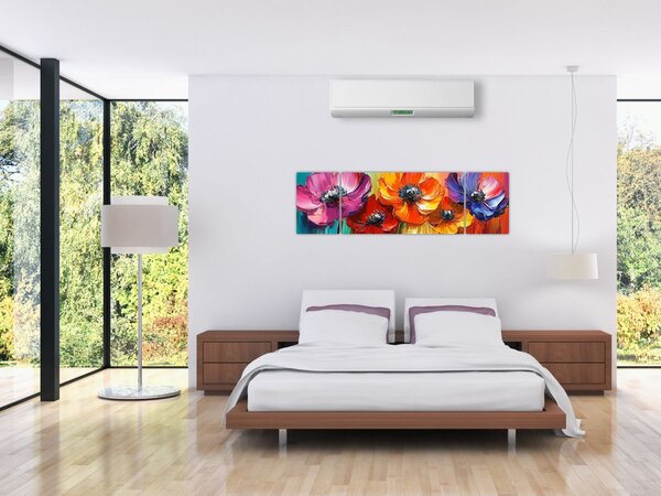 Obraz - Pět pestrobarevných květů (170x50 cm)
