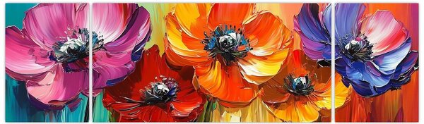 Obraz - Pět pestrobarevných květů (170x50 cm)