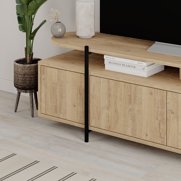 TV stolek v dekoru dubu v přírodní barvě 160x48 cm Hinoa – Marckeric