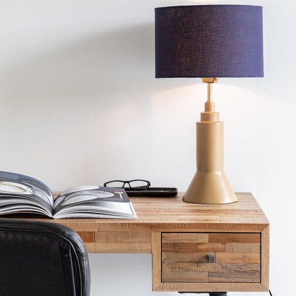 White Label Tmavě modrá látková stolní lampa WLL KAJA