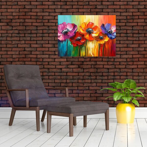 Obraz - Pět pestrobarevných květů (70x50 cm)