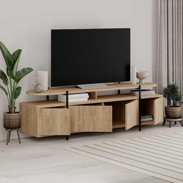 TV stolek v dekoru dubu v přírodní barvě 160x48 cm Hinoa – Marckeric