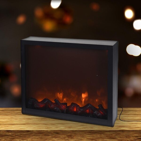 Imitace krbu s plápolajícím LED ohněm  41x35 cm