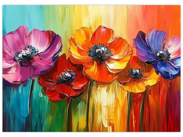 Obraz - Pět pestrobarevných květů (70x50 cm)