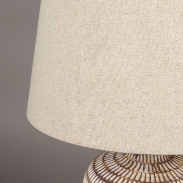 Béžová keramická stolní lampa DUTCHBONE RUSSEL se lněným stínidlem