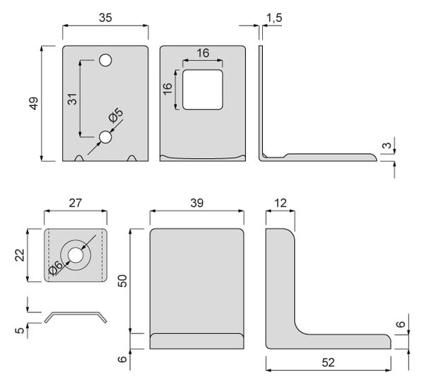In-Design Závěsné kování Bystrica - různé barvy Závěsné kování - barva: Černá