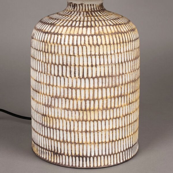 Béžová keramická stolní lampa DUTCHBONE RUSSEL se lněným stínidlem