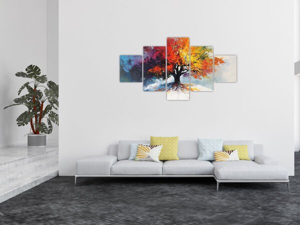 Obraz - Pestrobarevný strom (125x70 cm)