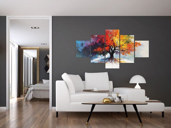 Obraz - Pestrobarevný strom (125x70 cm)