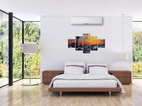 Obraz - Maják ve vlnách (125x70 cm)
