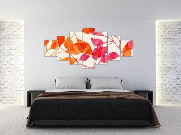 Obraz - Oranžové lístí (210x100 cm)