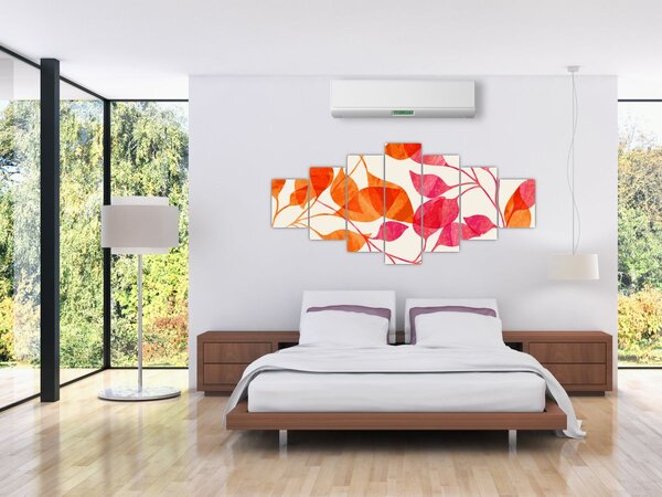 Obraz - Oranžové lístí (210x100 cm)