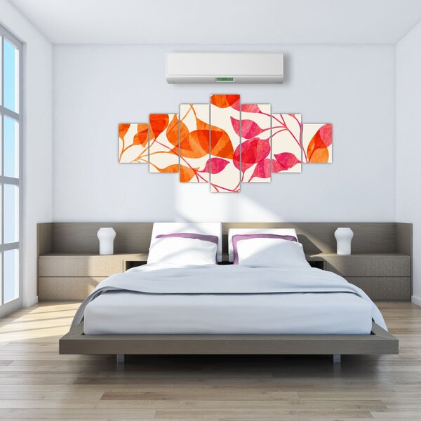 Obraz - Oranžové lístí (210x100 cm)