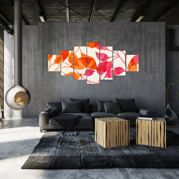 Obraz - Oranžové lístí (210x100 cm)