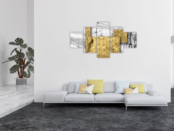 Obraz - Zlaté čtverce N⁰1 (125x70 cm)