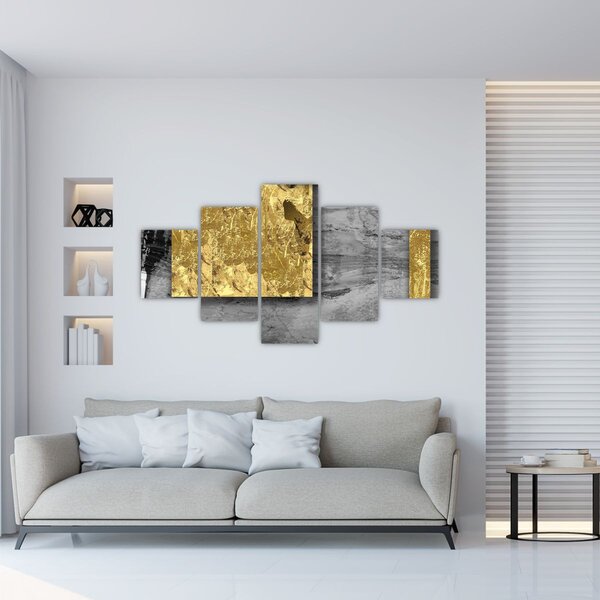 Obraz - Zlaté čtverce N⁰2 (125x70 cm)