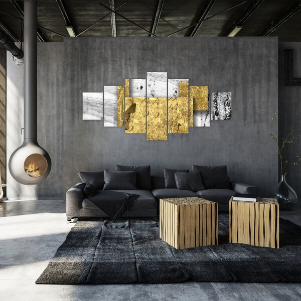 Obraz - Zlaté čtverce N⁰1 (210x100 cm)