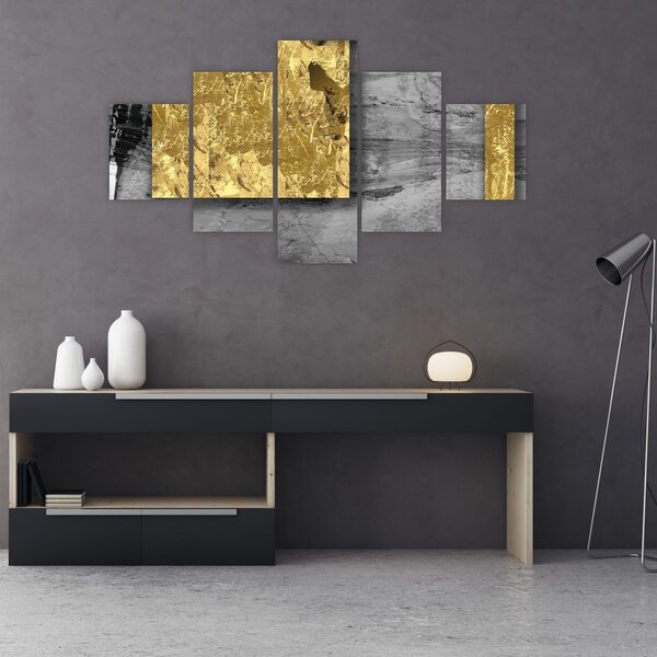 Obraz - Zlaté čtverce N⁰2 (125x70 cm)