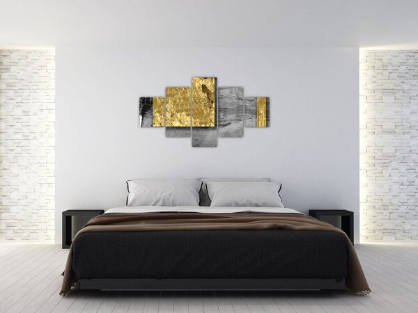 Obraz - Zlaté čtverce N⁰2 (125x70 cm)