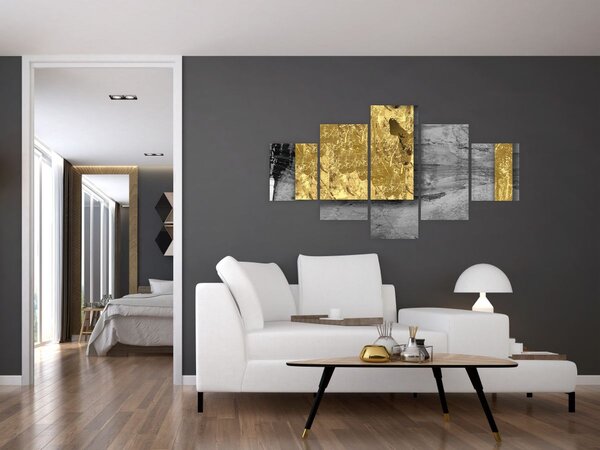 Obraz - Zlaté čtverce N⁰2 (125x70 cm)