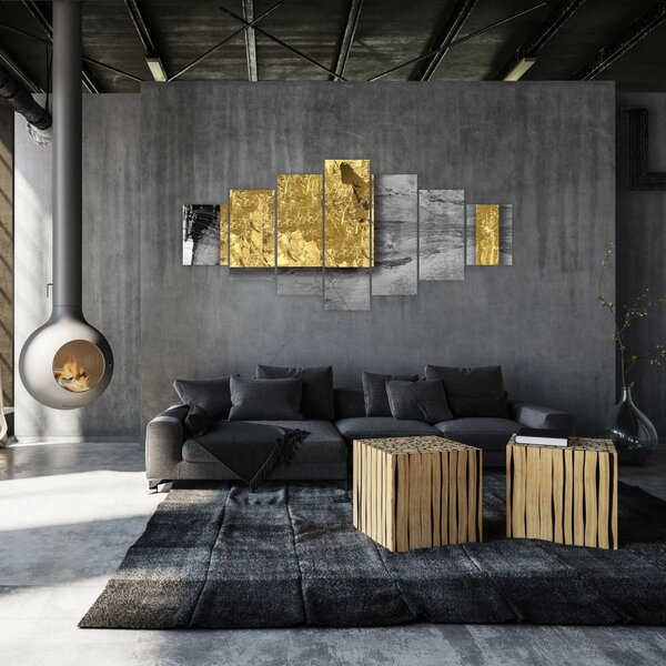Obraz - Zlaté čtverce N⁰2 (210x100 cm)