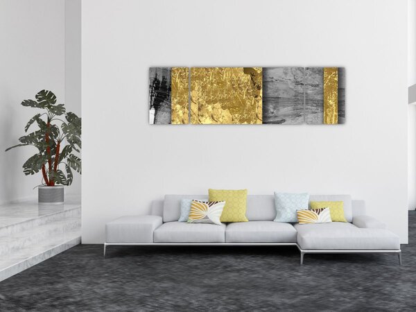 Obraz - Zlaté čtverce N⁰2 (170x50 cm)
