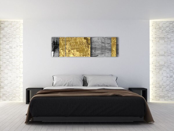 Obraz - Zlaté čtverce N⁰2 (170x50 cm)