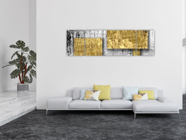 Obraz - Zlaté čtverce N⁰3 (170x50 cm)