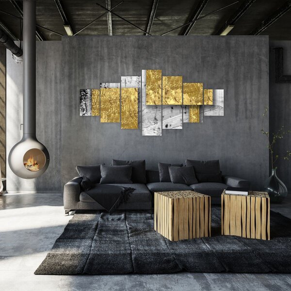 Obraz - Zlaté čtverce N⁰3 (210x100 cm)
