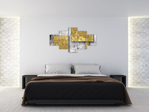Obraz - Zlaté čtverce N⁰3 (125x70 cm)