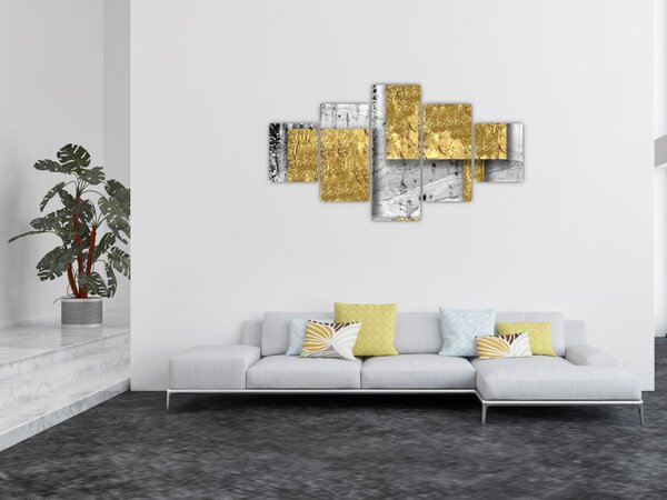 Obraz - Zlaté čtverce N⁰3 (125x70 cm)