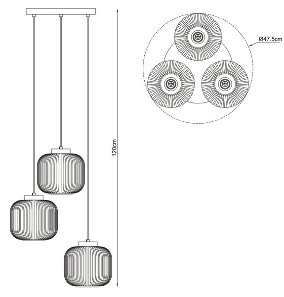 ZÁVĚSNÉ SVÍTIDLO, 47.5/120 cm Collett's Monde - Online Only svítidla, Online Only