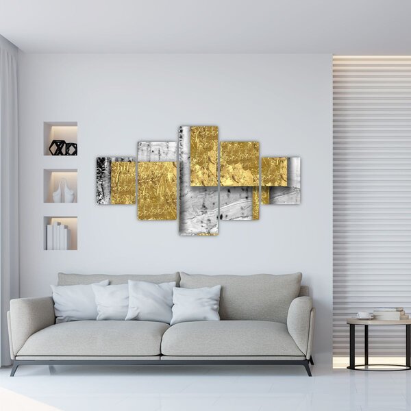 Obraz - Zlaté čtverce N⁰3 (125x70 cm)