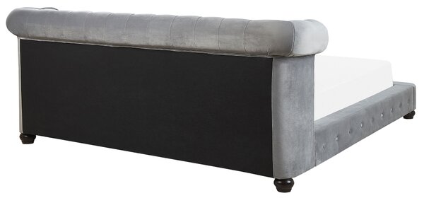Postel Umělý samet CAVAILLON 180 x 200 cm Světle šedá