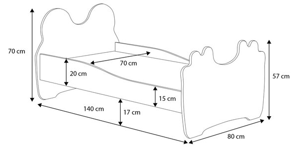 Dětská postel medvídek s úložným prostorem a matrací 70x140 cm CALIA - růžová