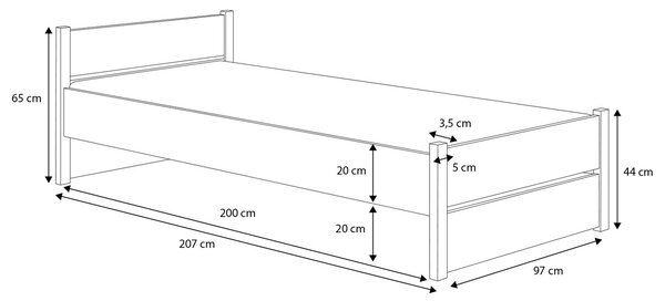 Dětská jednolůžková postel 90x200 cm EAZA - bílá