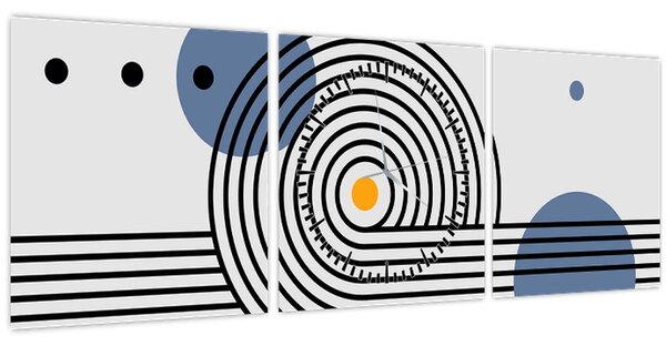 Obraz - Minimalistická abstrakce N⁰1 (s hodinami) (90x30 cm)