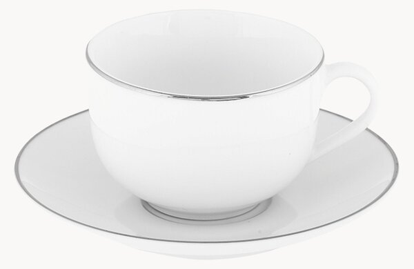 Sada porcelánových šálků na čaj's podšálky Platinum Chic, 4 díly