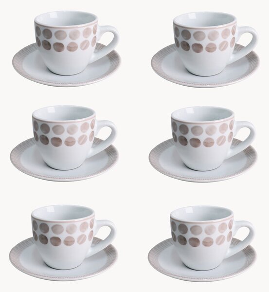 Sada porcelánových šálků na kávu's podšálky Tabata, 6 dílů