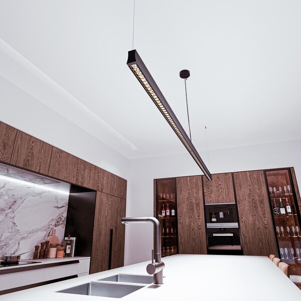 Mantra 7554-2X7556-7559 Hanok, lineární černé závěsné svítidlo LED 76W 3000K 50°, délka 240cm