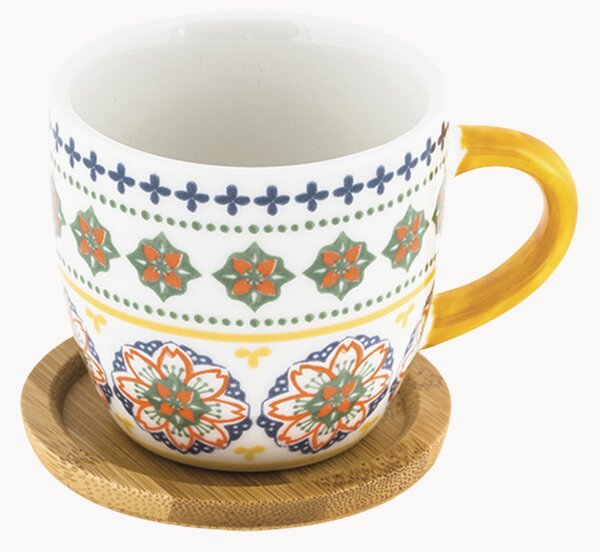 Sada šálků na kávu's podšálky z kostního porcelánu Gardeny, 6 dílů