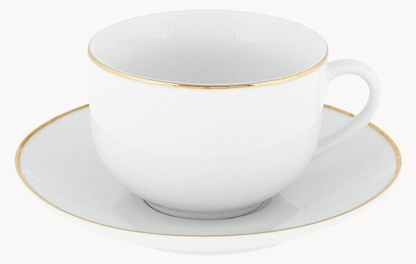 Sada porcelánových šálků na čaj's podšálky Gold Chic, 4 díly